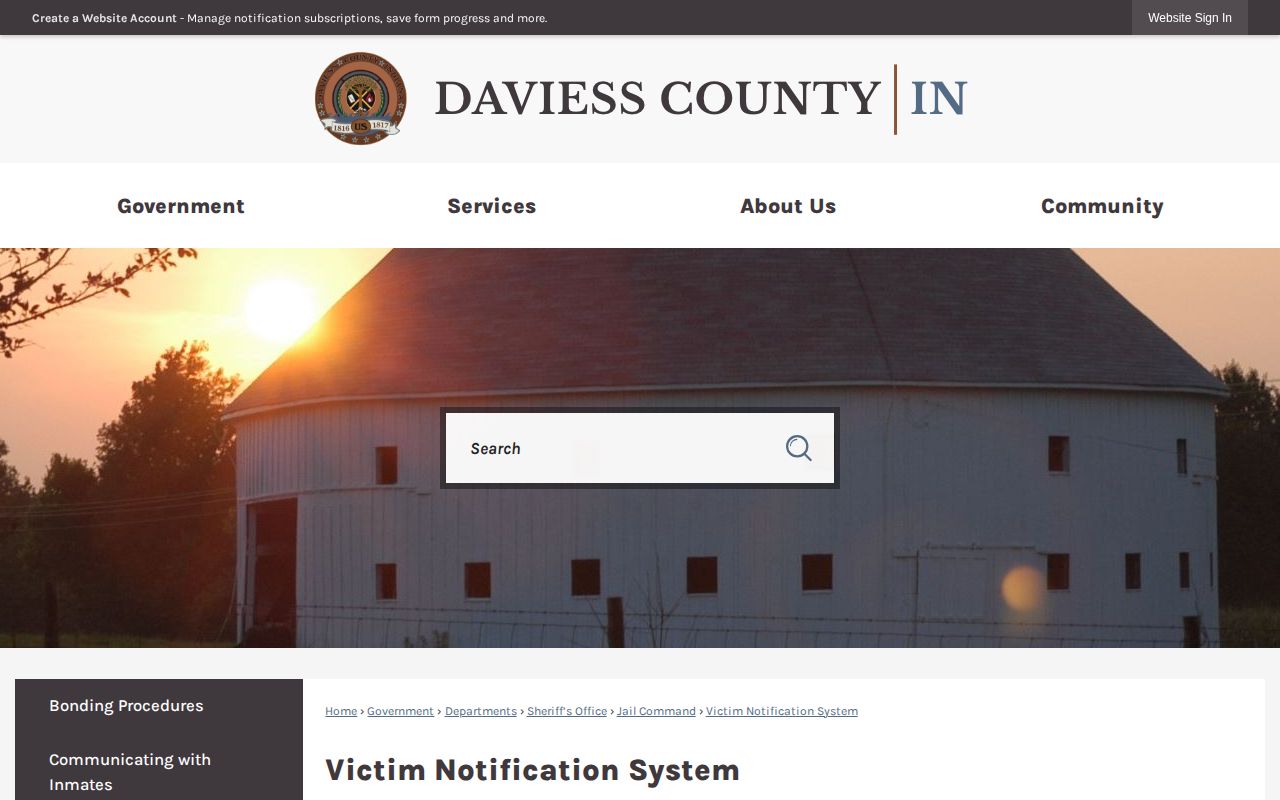 Daviess County VINE custody event instructions